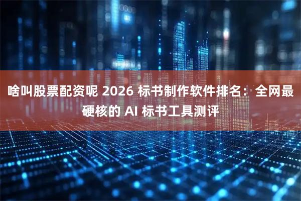 啥叫股票配资呢 2026 标书制作软件排名：全网最硬核的 AI 标书工具测评