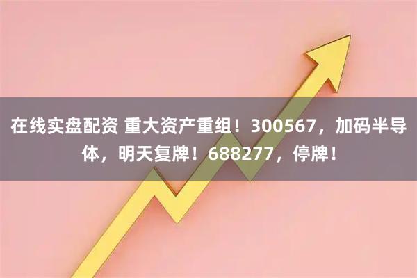 在线实盘配资 重大资产重组！300567，加码半导体，明天复牌！688277，停牌！